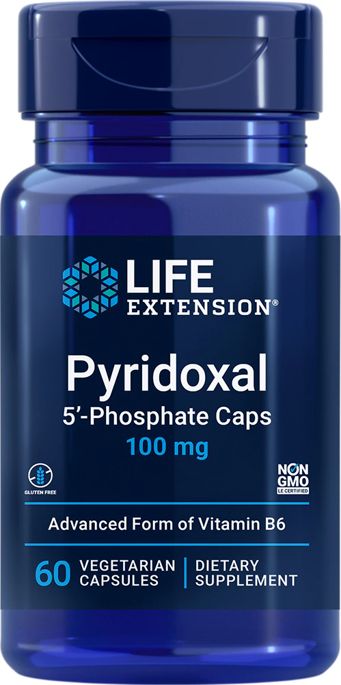 Life Extension Pyridoxal 5'-Phosphate Caps - Vitamin B6 -- 100 mg - 60 Vegetarian Capsules