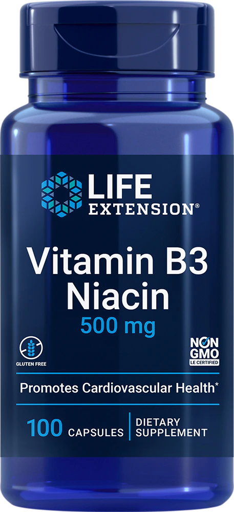 Life Extension Vitamin B3 Niacin -- 500 mg - 100 Capsules
