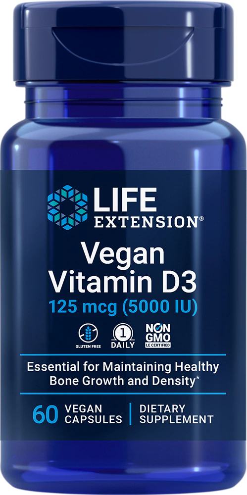 Life Extension Vitamin D3 -- 125 mcg (5000 IU) - 60 Softgels