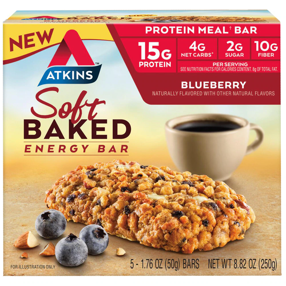 Atkins Soft Baked Energy Meal Bar Blueberry -- 5 Bars