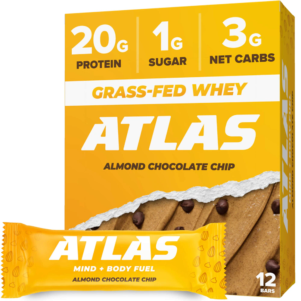 Atlas Protein Bar Almond Chocolate Chip -- 12 Bars