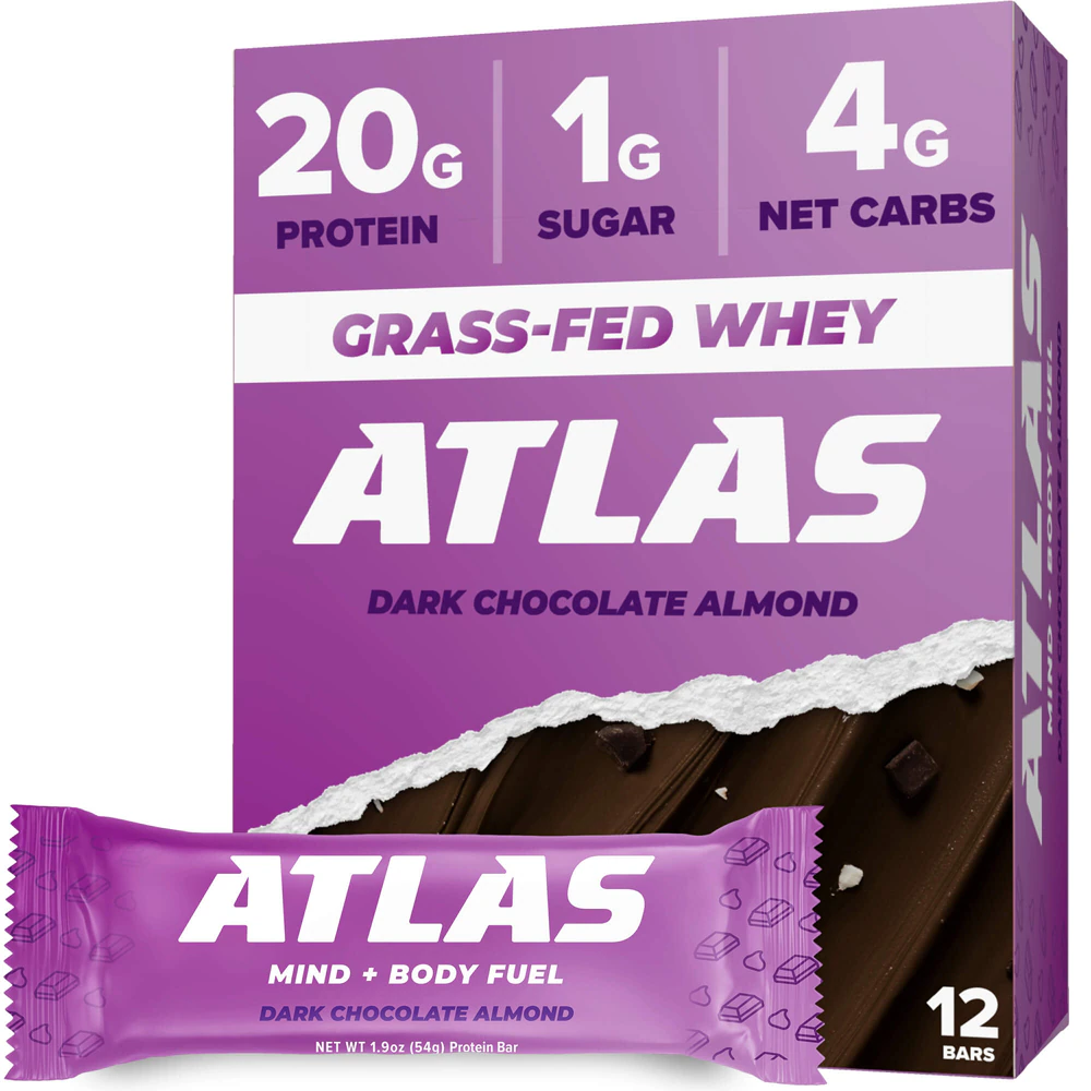 Atlas Protein Bar Dark Chocolate Almond -- 12 Bars