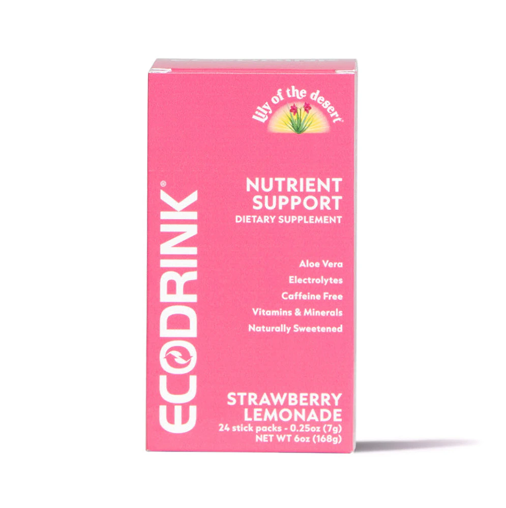 Lily of the Desert EcoDrink Nutrient Support Caffeine Free Strawberry Lemomade -- 24 Stick Packs