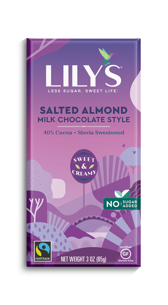 Lily's Chocolate & Milk Bar Stevia Sweetened Salted Almond -- 3 oz