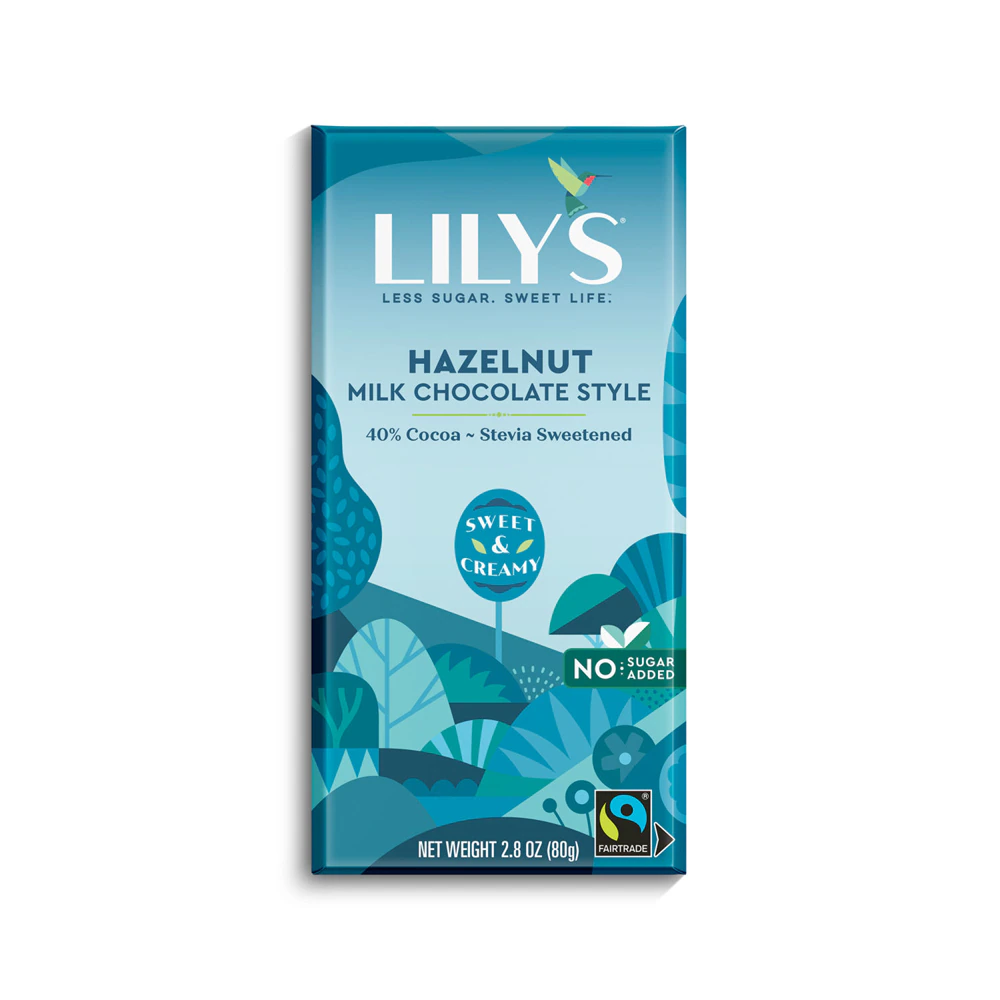 Lily's Sweets Milk Chocolate Bar 40% Cacao Hazelnut -- 2.8 oz