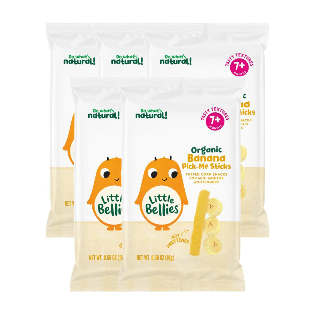 Little Bellies Toddler Snacks Organic Pick-Me Sticks Banana -- 5 Packs