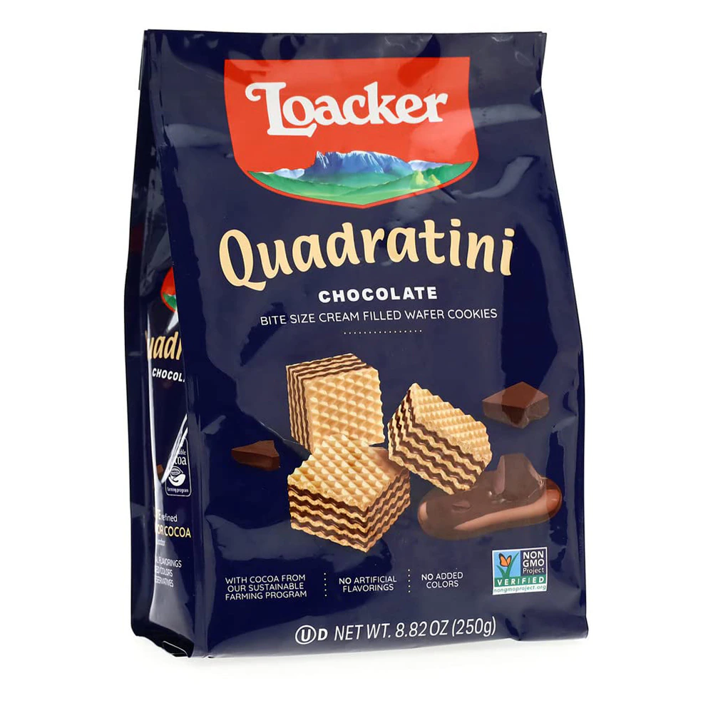 Loacker Quadratini Wafer Cookies Bite Sized Non GMO Cr¨¨me Filled Chocolate -- 8.82 oz