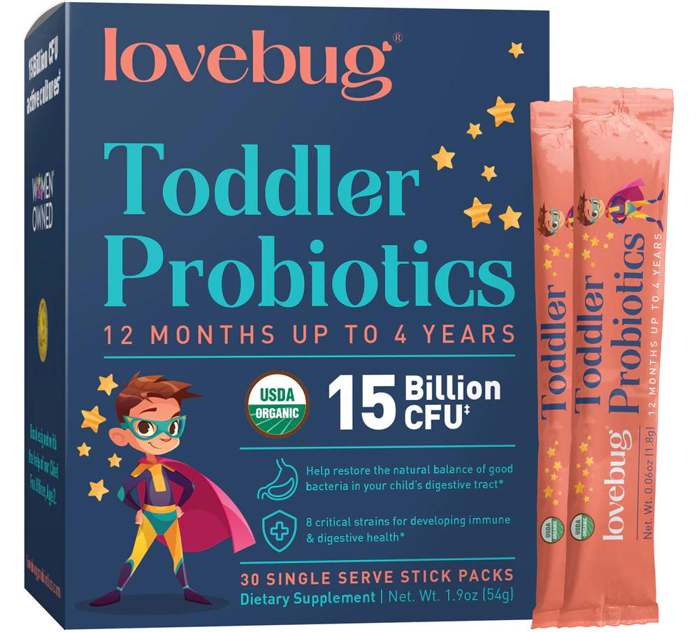 LoveBug Probiotics Toddler Organic Probiotics Powder -- 15 billion CFU - 30 Packets