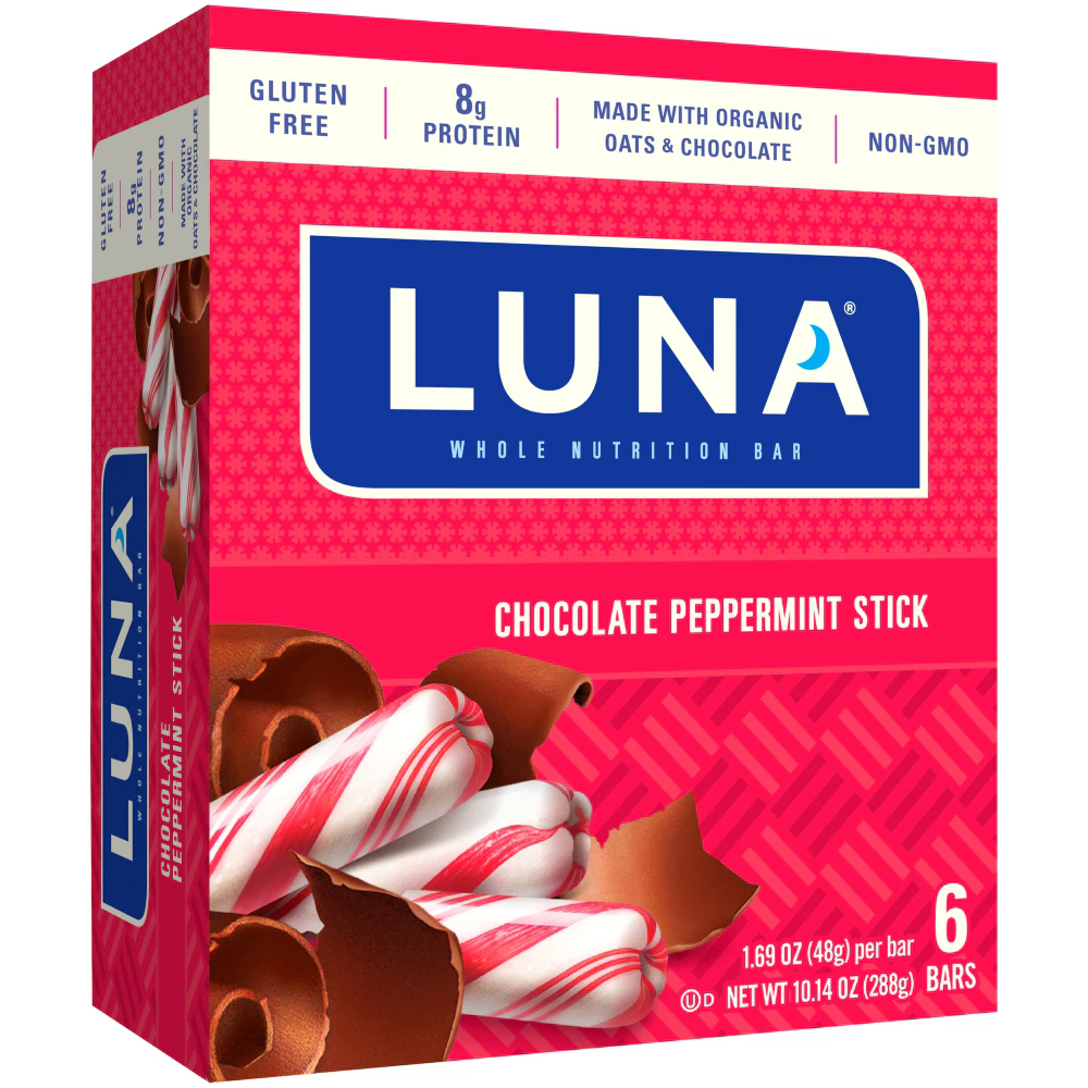 Luna Gluten Free Whole Nutrition Bars Chocolate Peppermint Stick -- 6 Bars