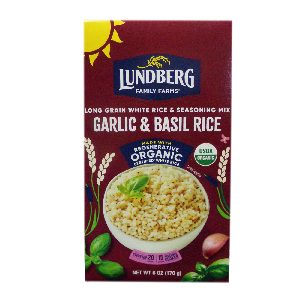 Lundberg Long Grain White Rice & Seasoning Mix Garlic & Basil -- 6 oz