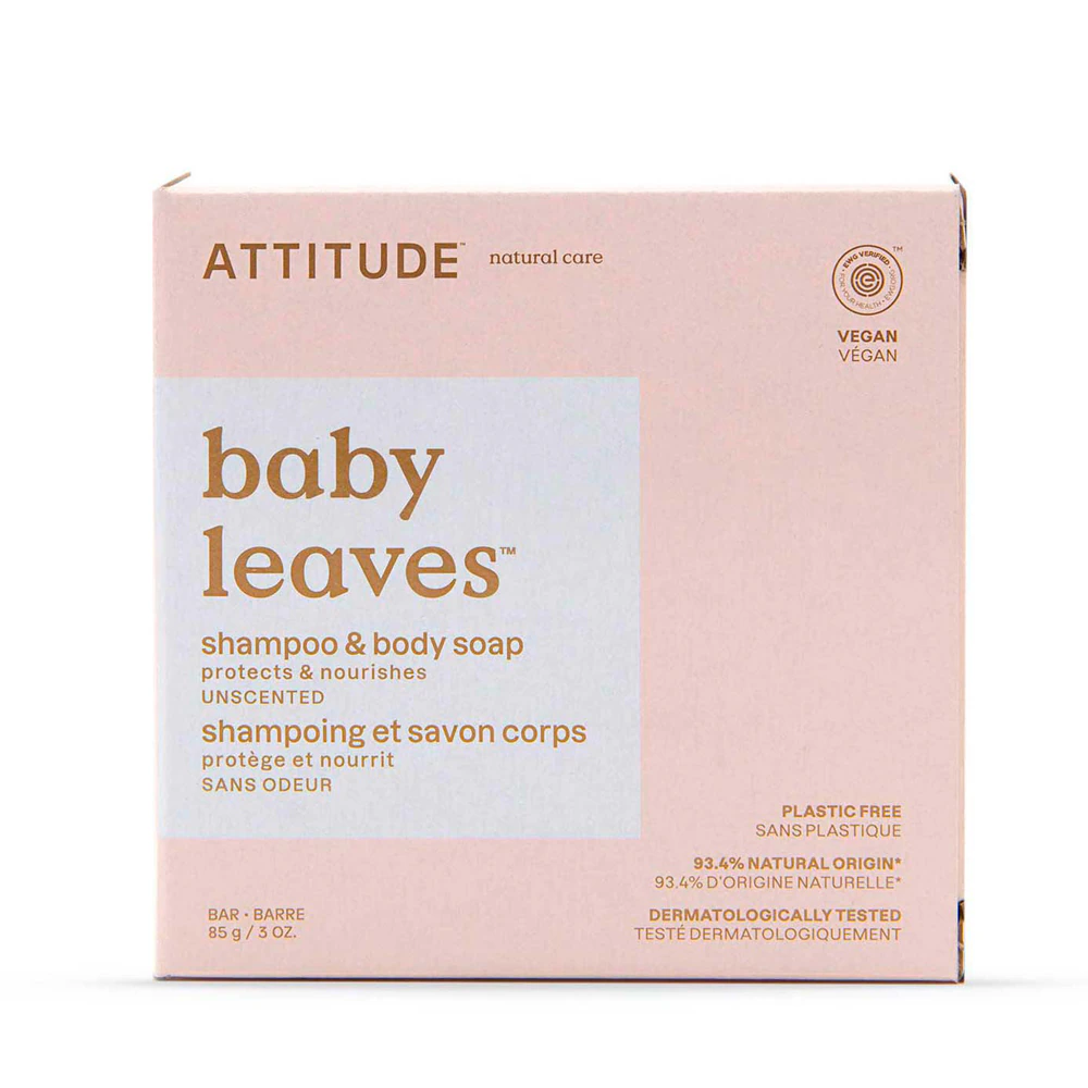 Attitude Baby Leaves Shampoo & Body Soap Bar Unscented -- 3 oz