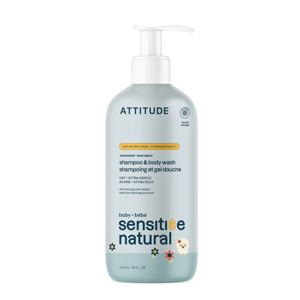 Attitude Baby Sensitive Natural 2 in 1 Shampoo & Body Wash Oatmeal Unscented -- 16 fl oz