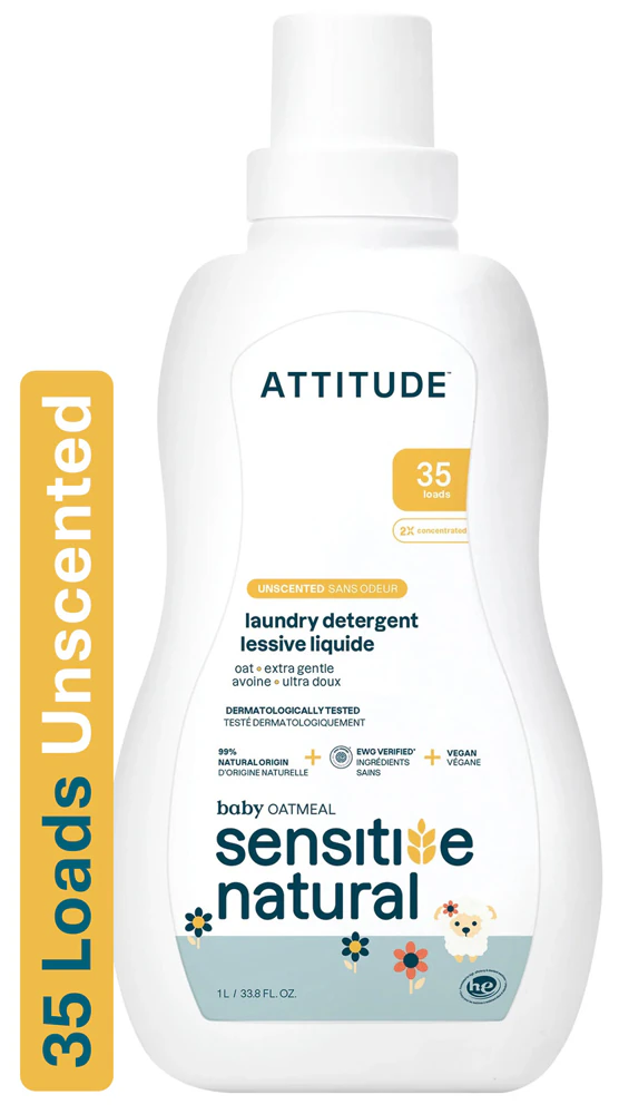 Attitude Baby Sensitive Natural Laundry Detergent 35 Loads Oatmeal Unscented -- 33.8 fl oz