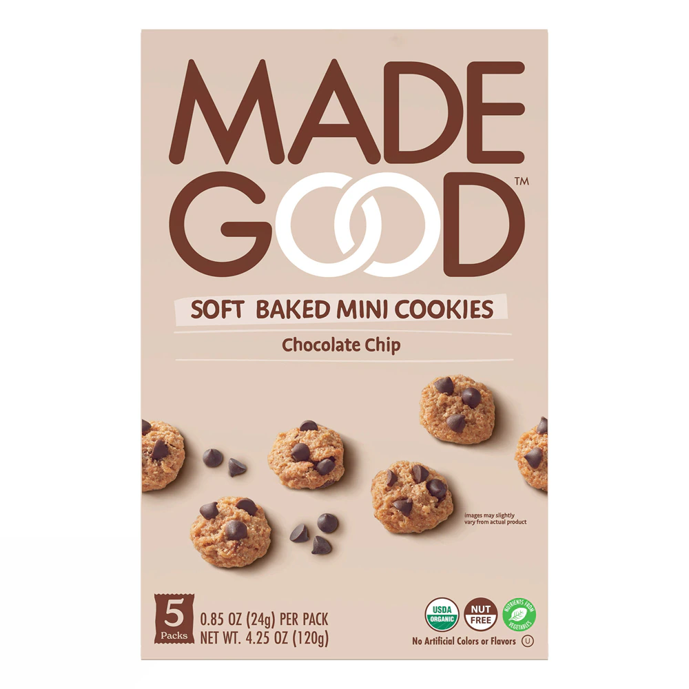 MadeGood Organic Gluten Free Soft Baked Mini Cookies Chocolate Chip -- 5 Pouches