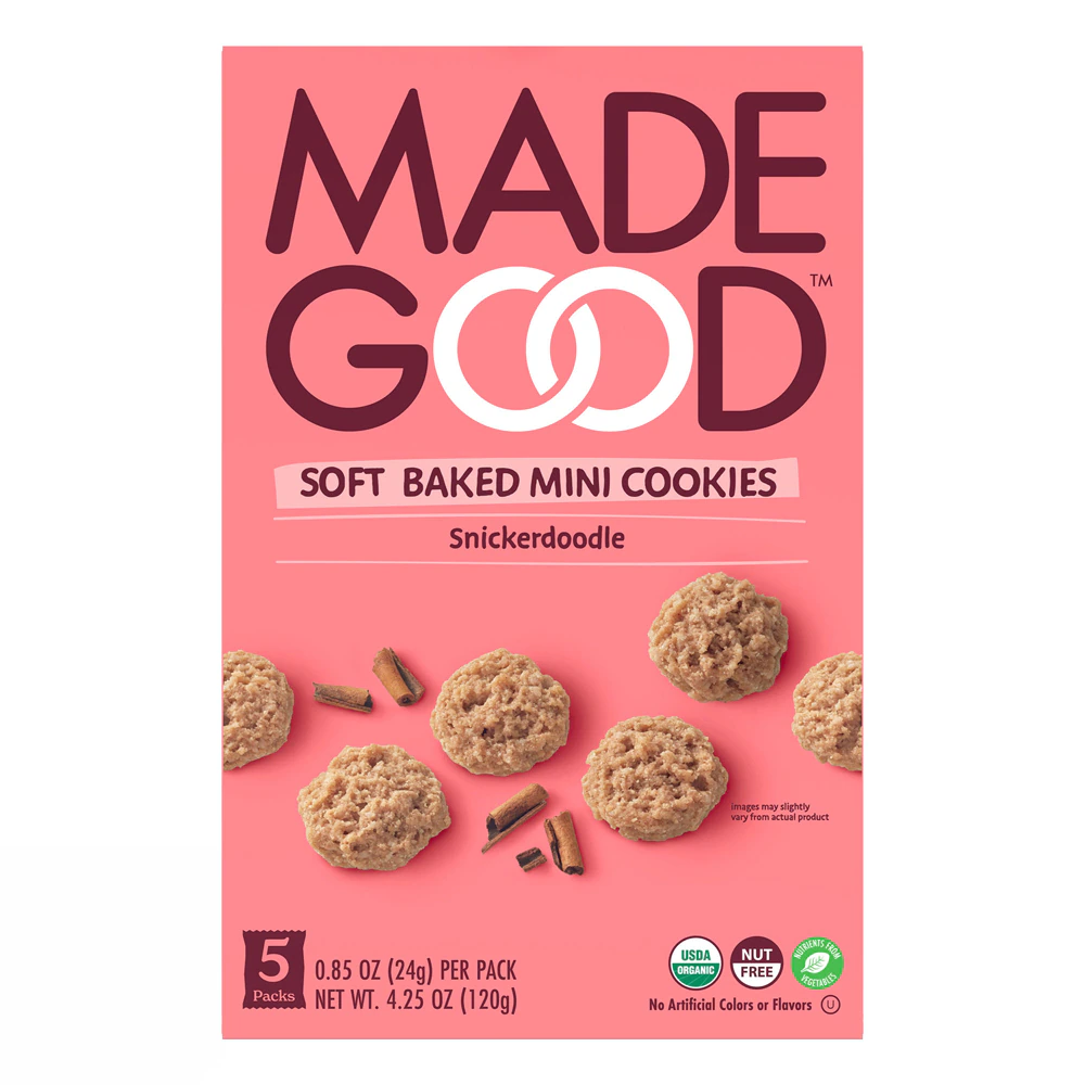 MadeGood Organic Gluten Free Soft Baked Mini Cookies Snickerdoodle -- 5 Pouches
