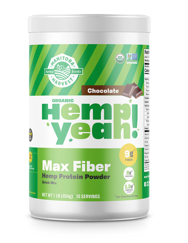 Manitoba Harvest Organic Hemp Yeah! Max Fiber Chocolate Hemp Protein Powder -- 1 lb