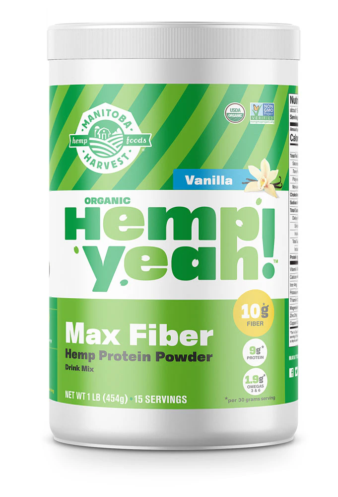 Manitoba Harvest Organic Hemp Yeah! Max Fiber Vanilla Hemp Protein Powder -- 1 lb