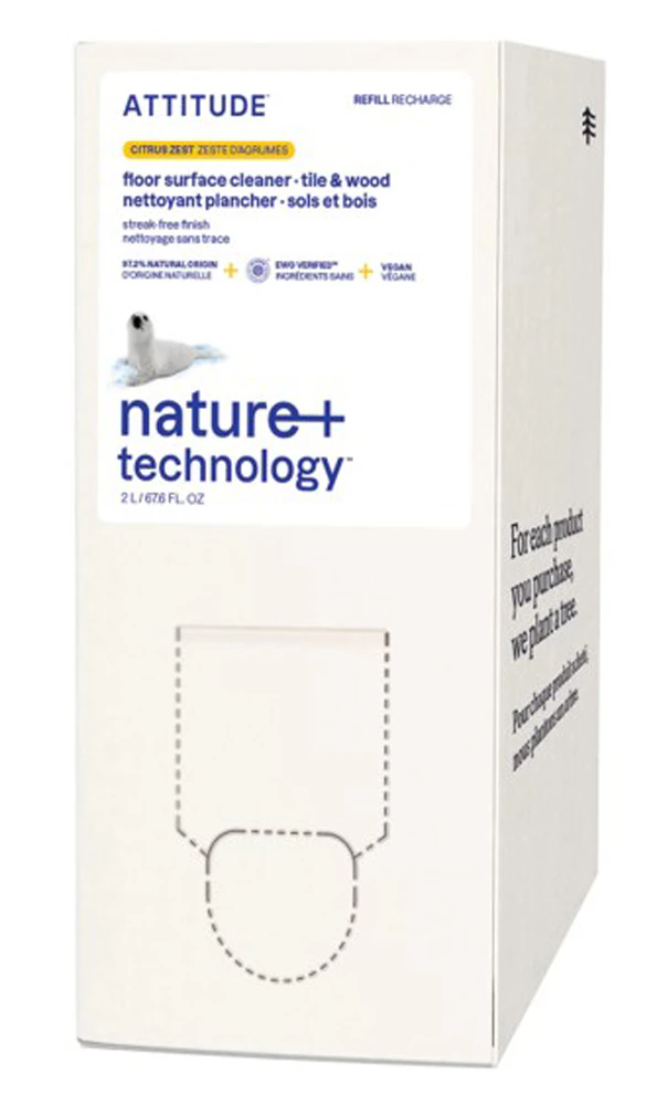 Attitude Floor Surface Cleaner Tile & Wood Eco Refill Citrus Zest -- 67.6 fl oz