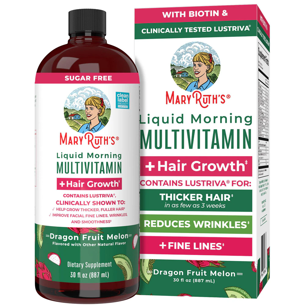 MaryRuth's Liquid Morning Multivitamin + Hair Growth Dragonfruit Melon -- 30 fl oz