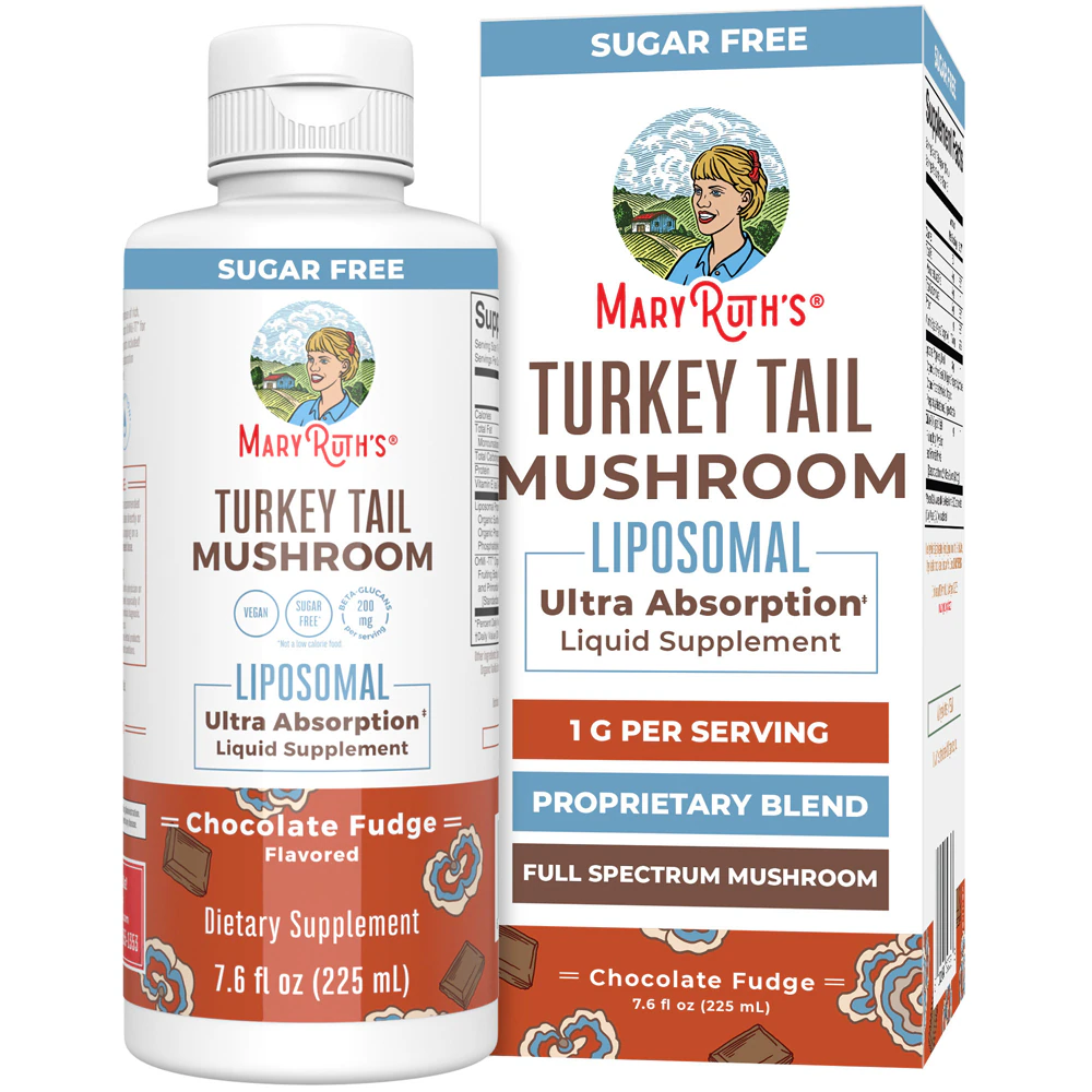 MaryRuth's Organic Turkey Tail Mushroom Liposomal Liquid - Sugar Free Ultra Absorption Chocolate Fudge -- 7.6 fl oz