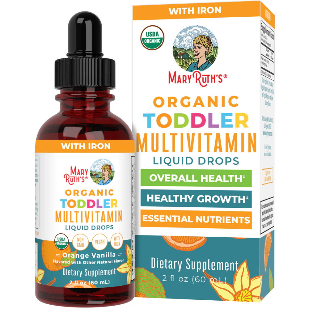 MaryRuth's Toddler Organic Multivitamin + Iron Liquid Drops Orange Vanilla -- 2 fl oz