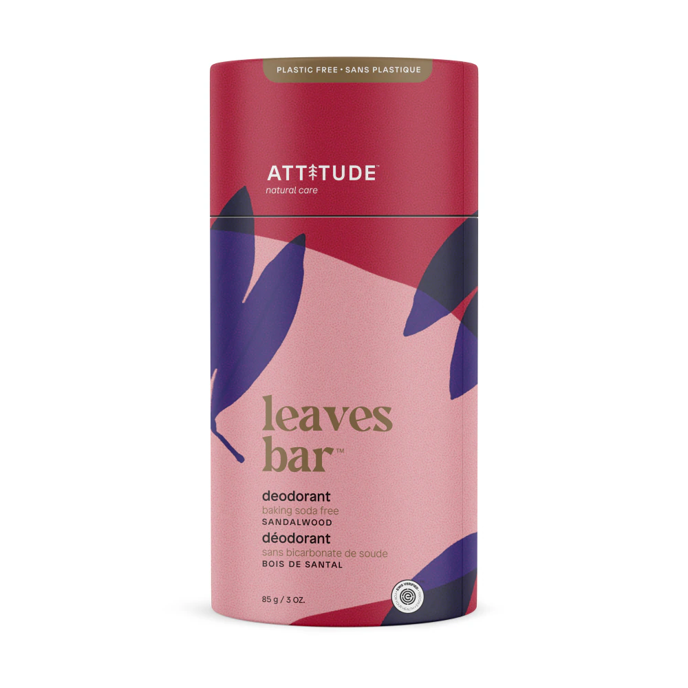 Attitude Leaves Bar Deodorant Plastic Free Sandalwood -- 3 oz