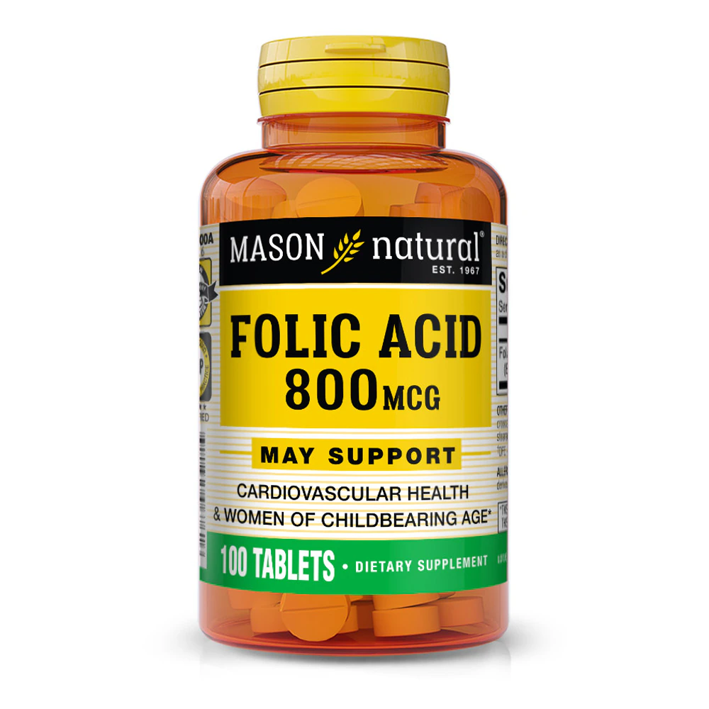 Mason Natural Folic Acid -- 800 mcg - 100 Tablets