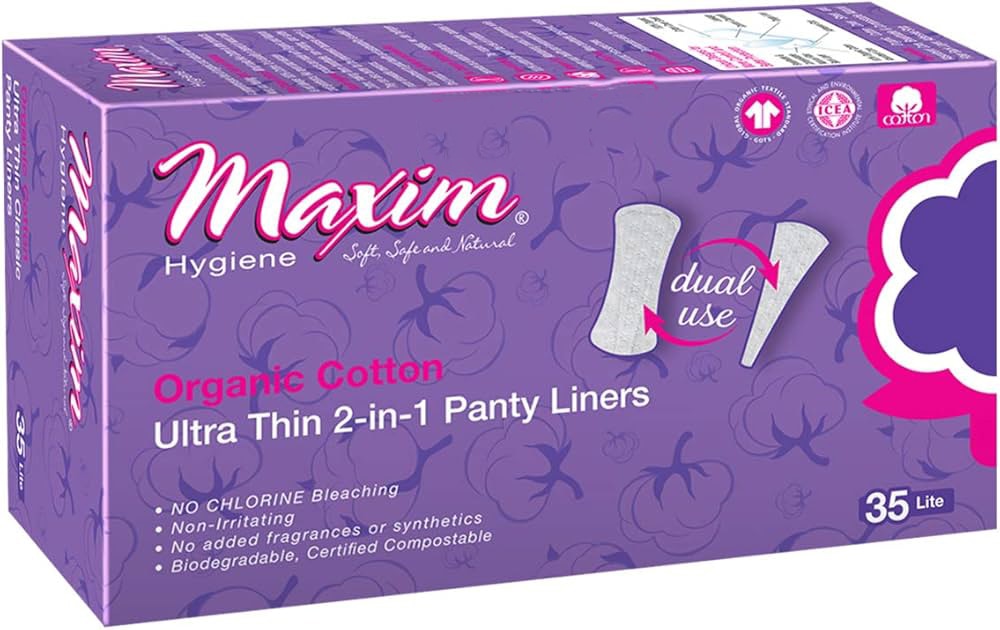Maxim Organic Cotton 2-in-1 Thong Panty Liners -- 35 Liners