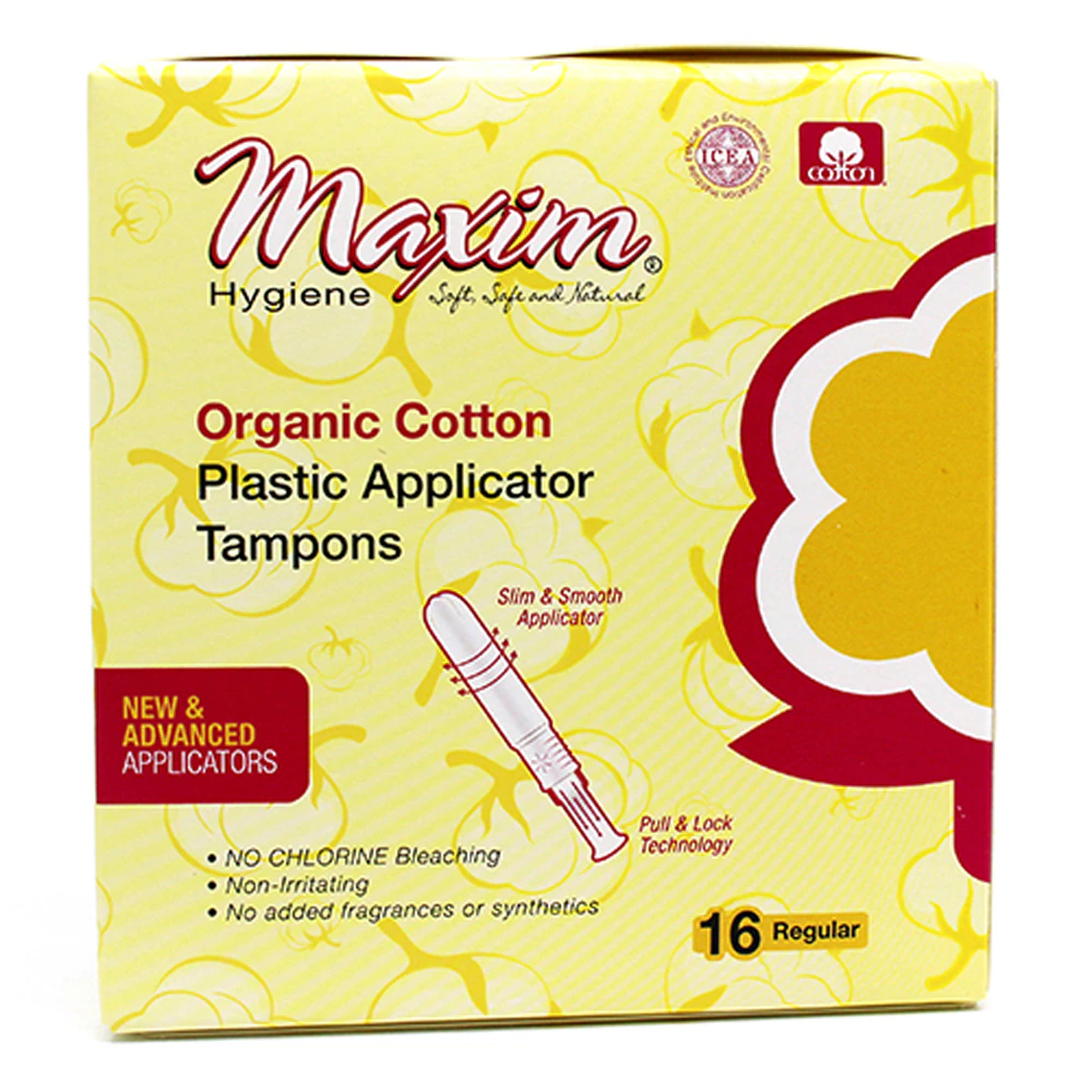 Maxim Organic Cotton Tampons Plastic Applicator - Regular -- 16 Tampons
