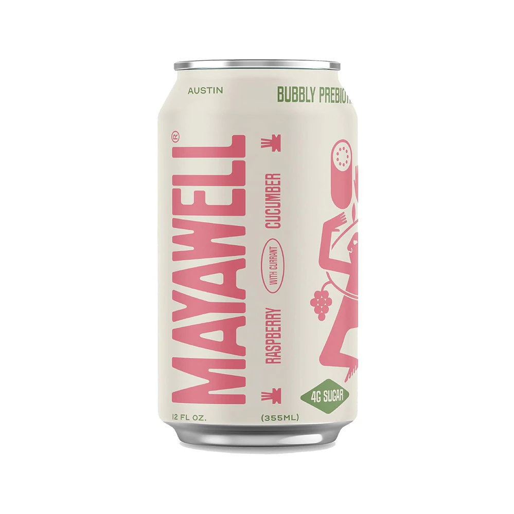 Mayawell Sparkling Soda Prebiotic With Currant Raspberry Cucumber -- 4 Cans