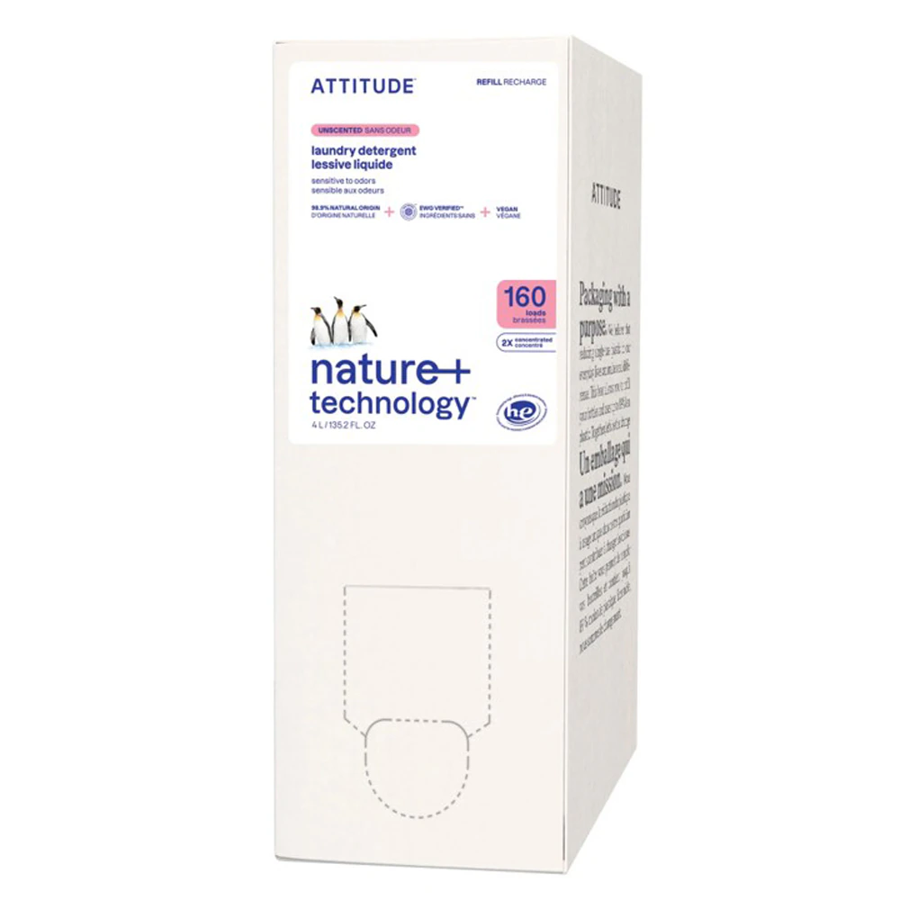 Attitude Liquid Laundry Detergent 2X Concentrated 160 Loads ECO Refill Unscented -- 135.3 fl oz