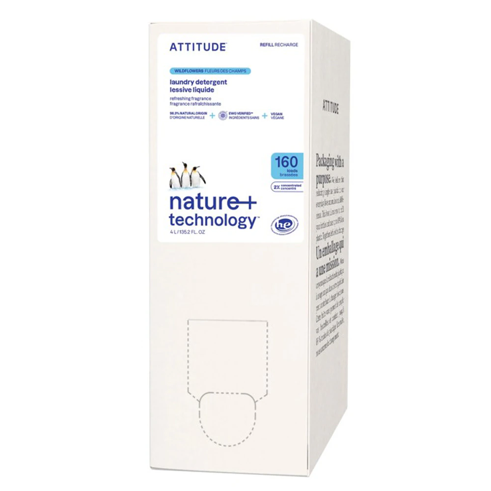 Attitude Liquid Laundry Detergent 2X Concentrated 160 Loads ECO Refill Wildflowers -- 135.3 oz