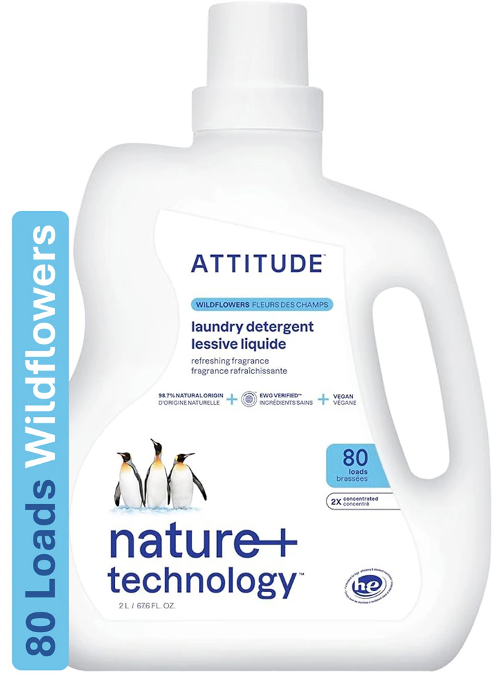 Attitude Liquid Laundry Detergent 2X Concentrated 80 Loads Wildflowers -- 67.6 fl oz