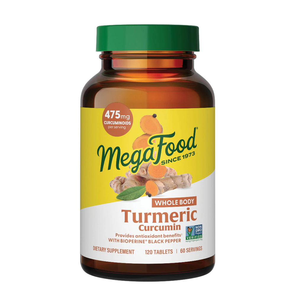 MegaFood Turmeric Curcumin Extra Strength Whole Body with Black Pepper -- 120 Tablets