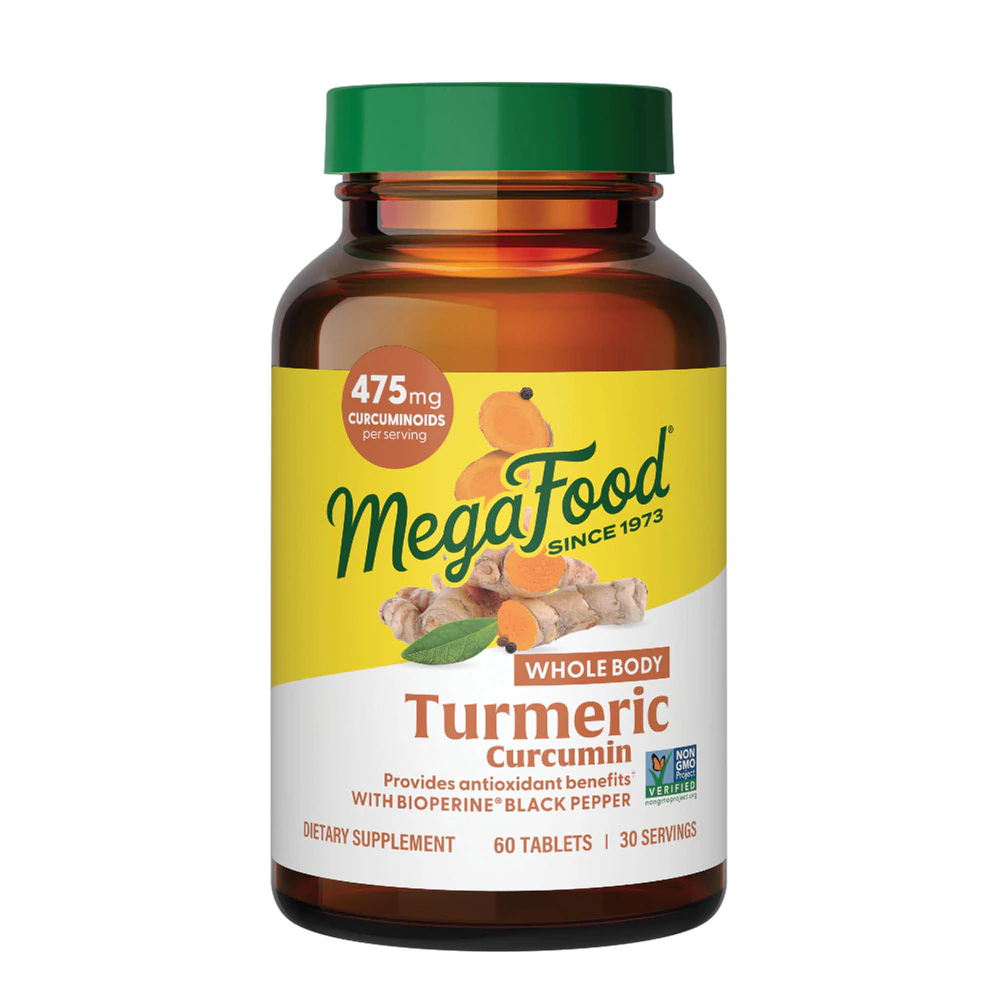 MegaFood Turmeric Curcumin Extra Strength Whole Body with Black Pepper -- 60 Tablets