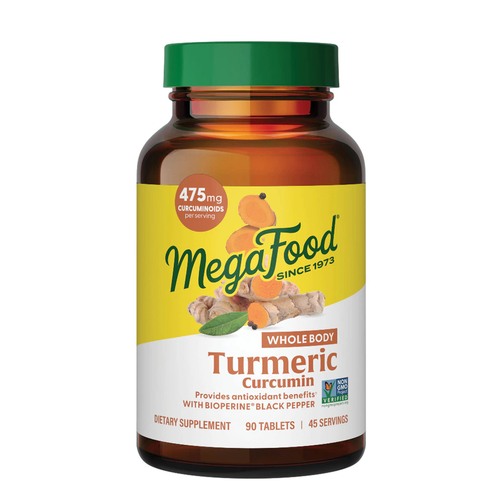 MegaFood Turmeric Curcumin Extra Strength Whole Body with Black Pepper -- 90 Tablets