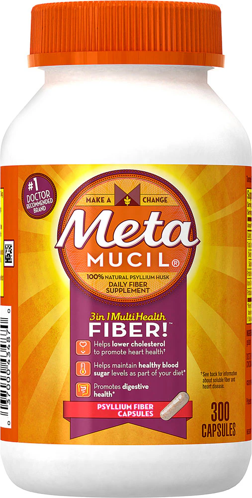 Metamucil 3-in-1 Psyllium Fiber Supplement -- 300 Capsules