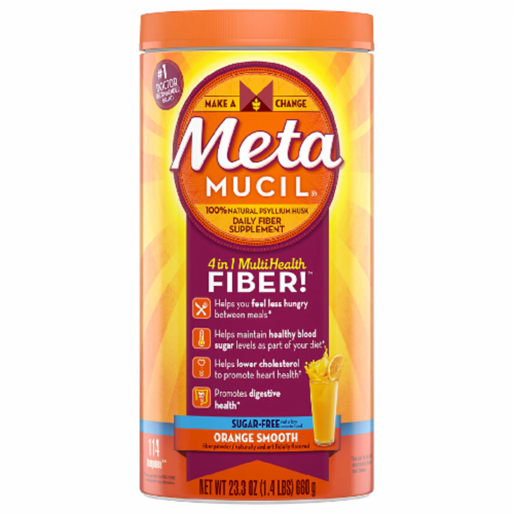 Metamucil 4-In-1 Multi Health Fiber Sugar Free Orange Smooth -- 23.3 oz
