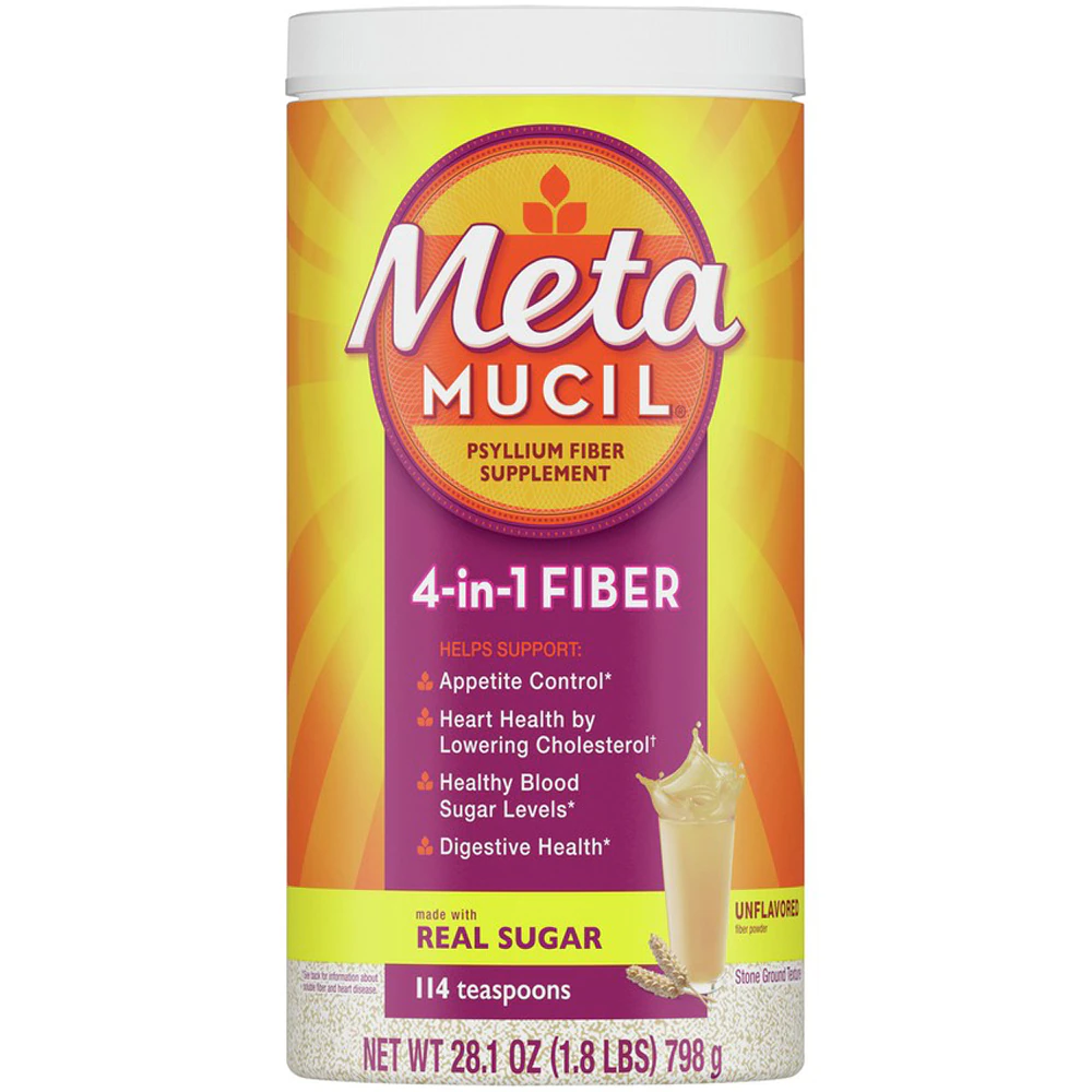 Metamucil Original 4-in-1 Fiber with Real Sugar Coarse Powder Unflavored -- 28.1 oz