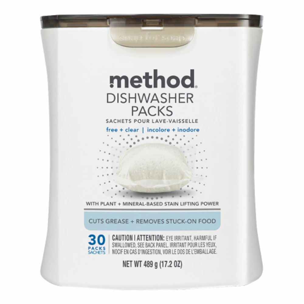 Method Dishwasher Packs Free & Clear -- 30 Packs