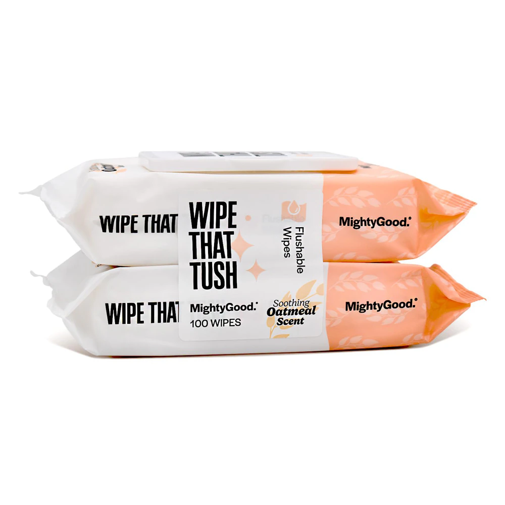 MightyGood Wipe That Tush Flushable Wipes Soothing Oatmeal -- 100 Wipes