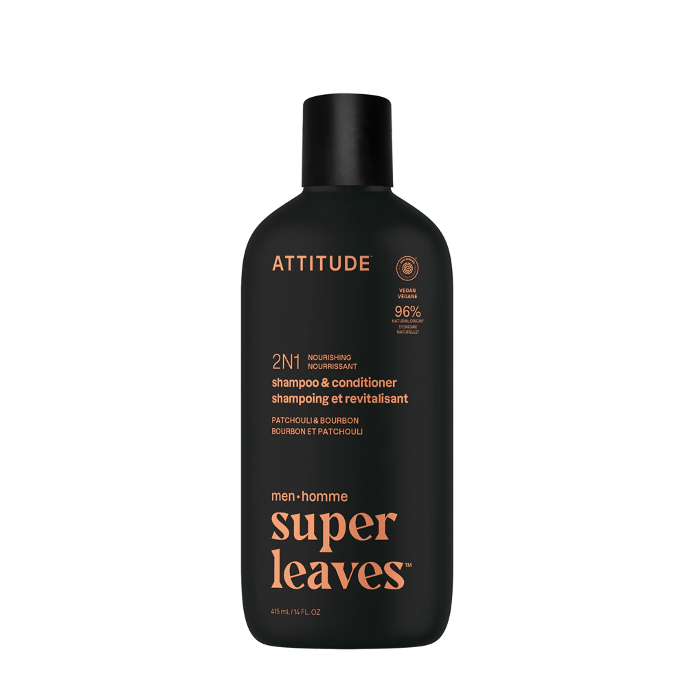 Attitude Men's Super Leaves 2-in-1 Shampoo & Conditioner Nourishing Patchouli & Bourbon -- 14 fl oz