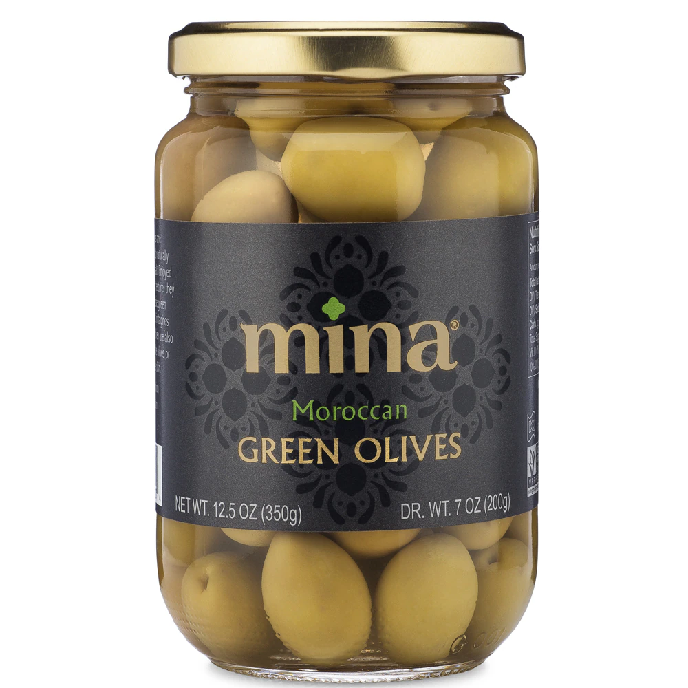 Mina Moroccan Green Olives Jar -- 12.5 oz