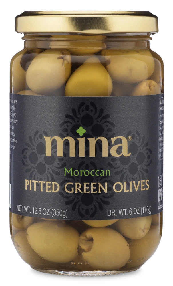 Mina Moroccan Pitted Green Olives Jar -- 12.5 oz