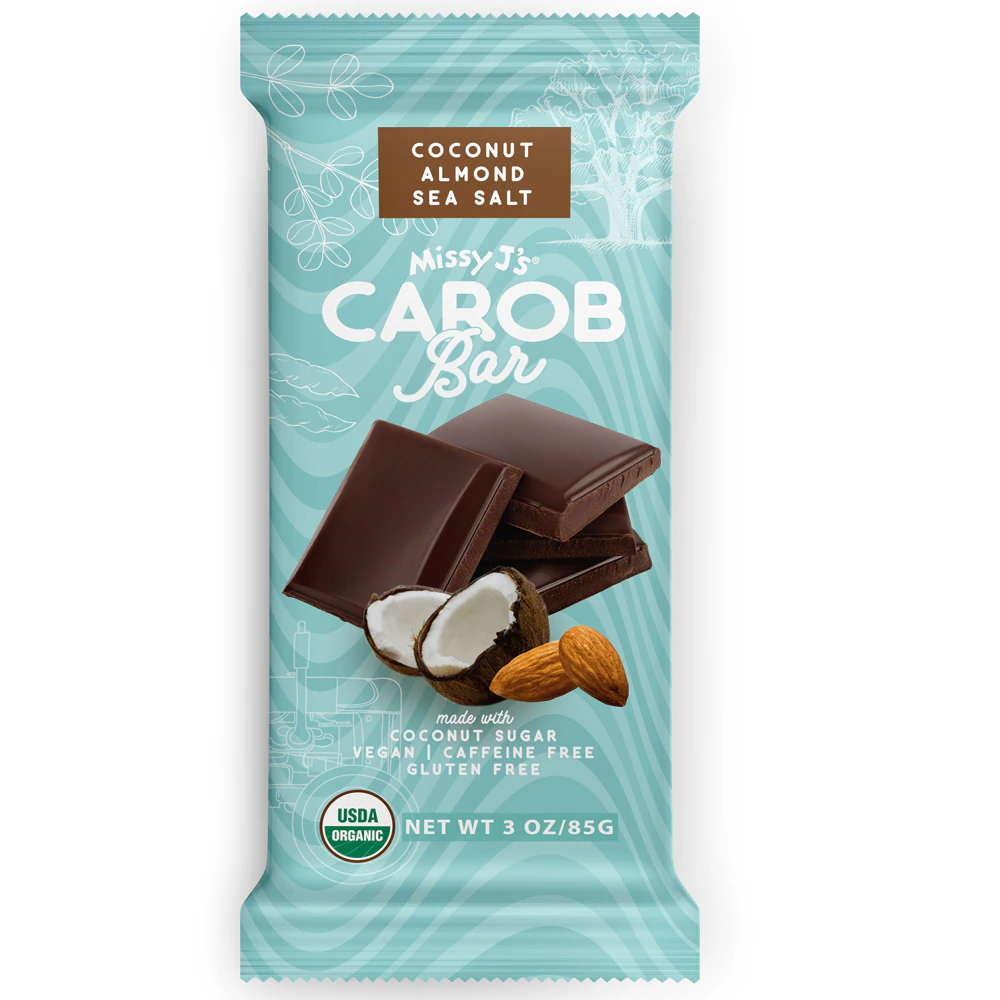 Missy J's Carob Bar Vegan Gluten Free Coconut Almond & Sea Salt -- 2.1 oz