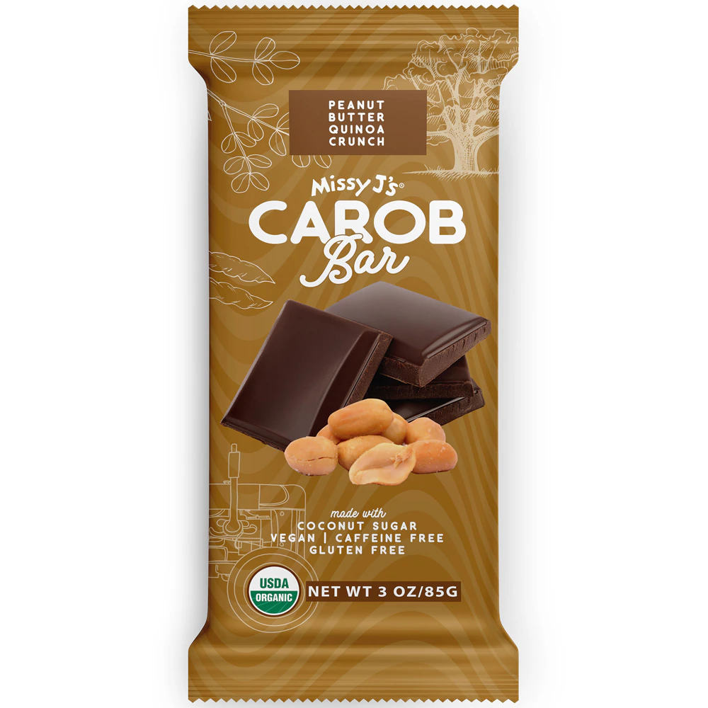 Missy J's Carob Bar Vegan Gluten Free Peanut Butter Quinoa Crunch -- 2.1 oz