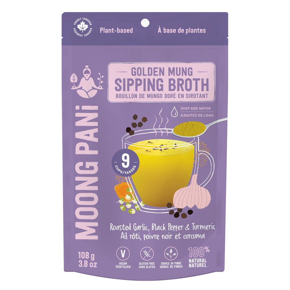 Moong Pani Vegan Gluten Free Golden Mung Broth Roasted Garlic -- 9 Cups - 3.8 oz