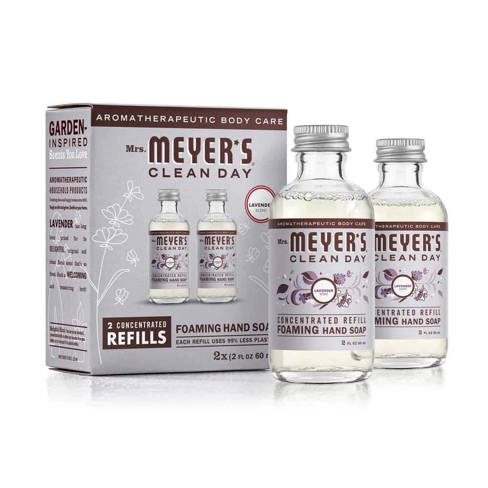 Mrs. Meyer's Clean Day Foaming Hand Soap Concentrated Refills Lavender -- 2 fl oz Each / Pack of 2