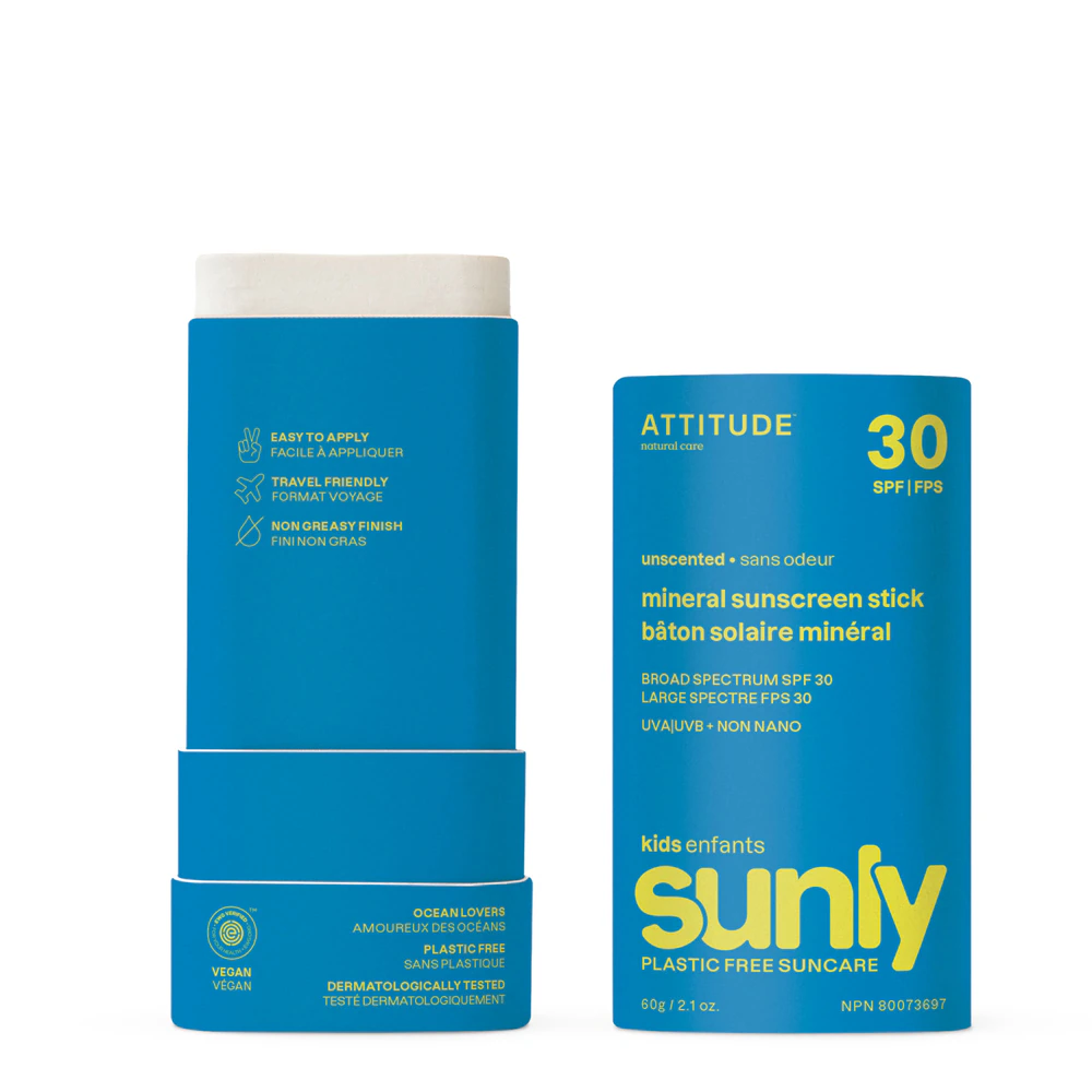 Attitude Sunly - Kids Mineral Sunscreen Stick Unscented 30 SPF -- 2.1 oz