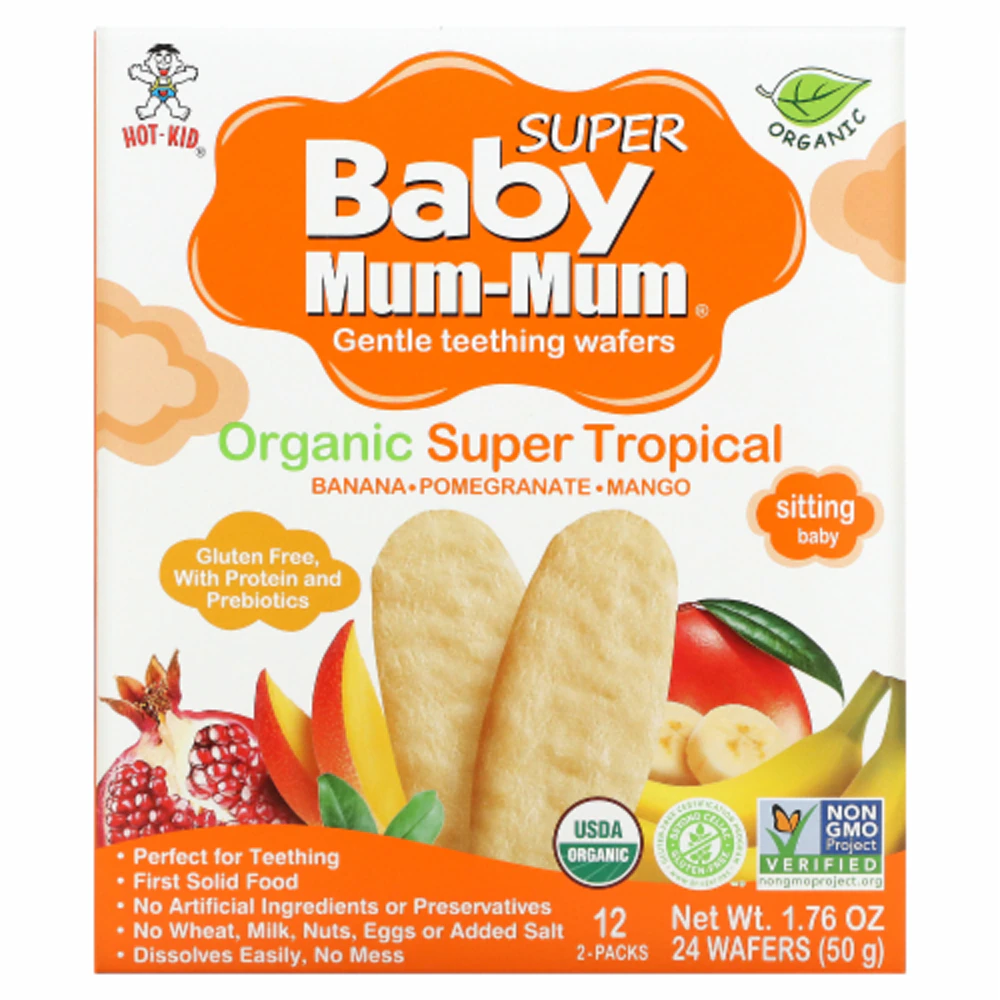 Mum-Mum Baby Teething Wafers Organic Super Tropical -- 12 Packs